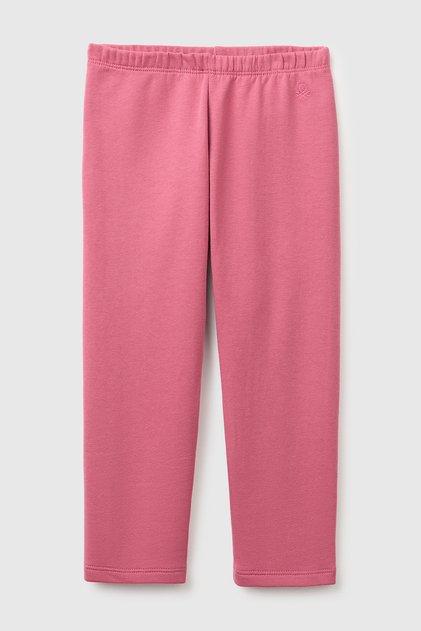 Girl's fuchsia leggings with logo embroidered on the waist, regular fit