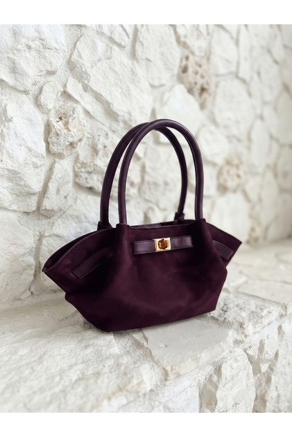 Monella Tacca Model Suede Belt Detail Women's Hand and Shoulder Bag Purple