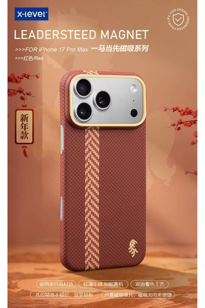 Leader Steed Magnet iPhone 17 Pro Max Luxury Carbon Fiber Texture Magnetic Case Anti-Fingerprint Wireless Charging Phone Cover
