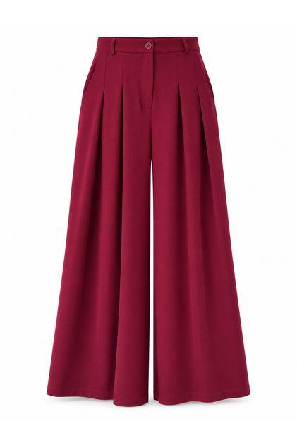 Blair High Waist Pleated Pocket Palazzo Wide Leg Pants Women Burgundy
