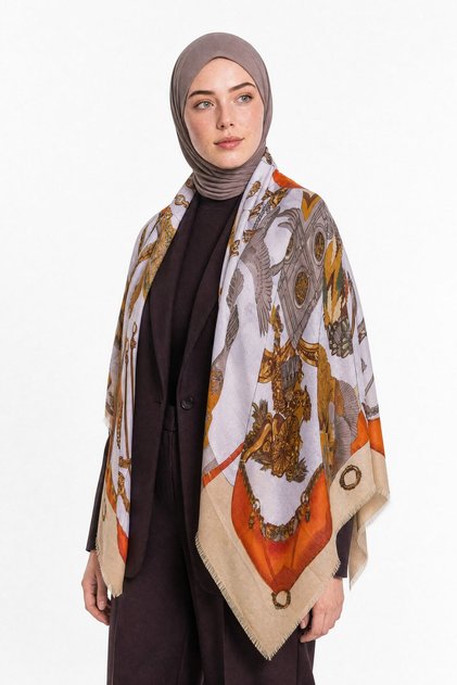 Majeste Patterned Wool Cashmere Shoulder Shawl