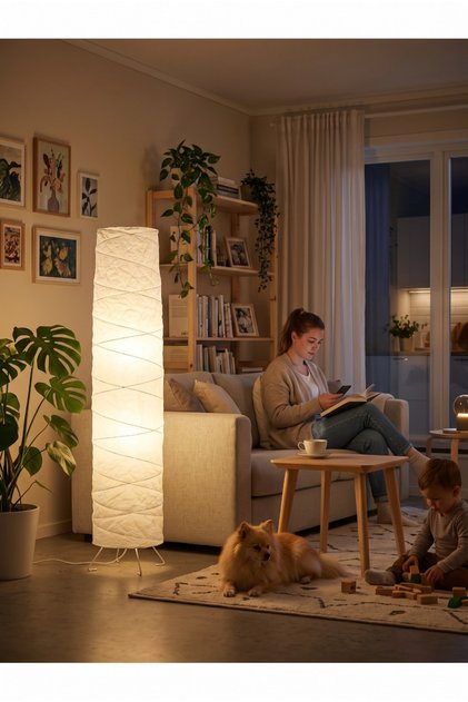136cm White Floor Lamp - Modern Decorative Light