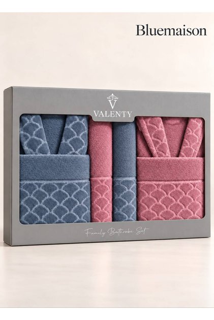 Valenty Midye Jacquard Boxed Bathrobe Set 6 Pieces | Dowry Chest | Boxed | Bathrobe | Hair Towel | Bath Towel |