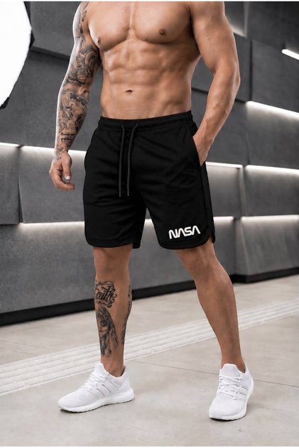 Men's Sports Shorts with Pockets, Nasa Printed Sweat-Wicking Basketball Training Shorts