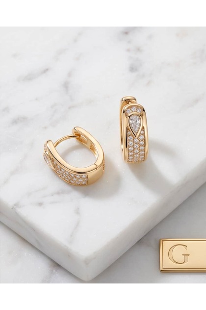 Diamelle Damla Kesim Detaylı Gömme Zirkon Taşlı Çelik Xuping Küpe