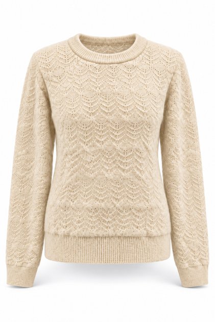 Women's Biscuit Knit Patterned Soft Textured Soft Touch Knitwear Sweater