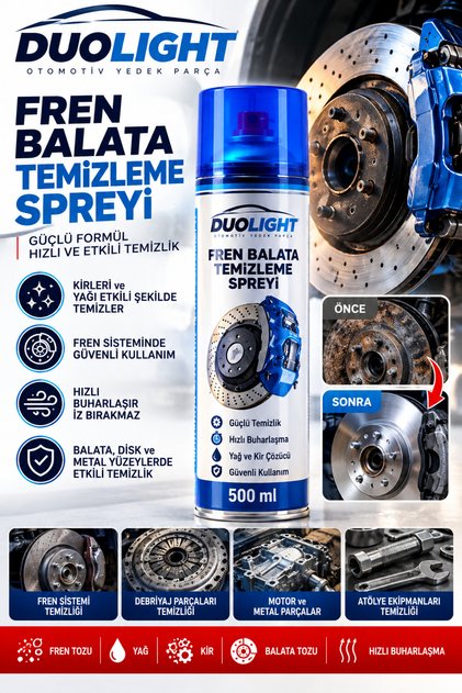 Fren Balata Temizleme Spreyi 500 ml Güçlü Yağ Kir Sökücü Disk Balata Temizleyici