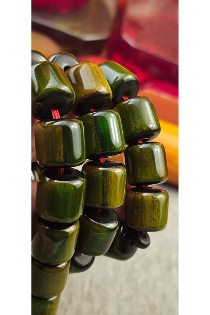 16 Years Old Natural Walnut Crimped Catalin Amber Prayer Beads – Skilled Craftsman – Dip Sürmeli – Natural Patina – 12.75 X 13.25 mm