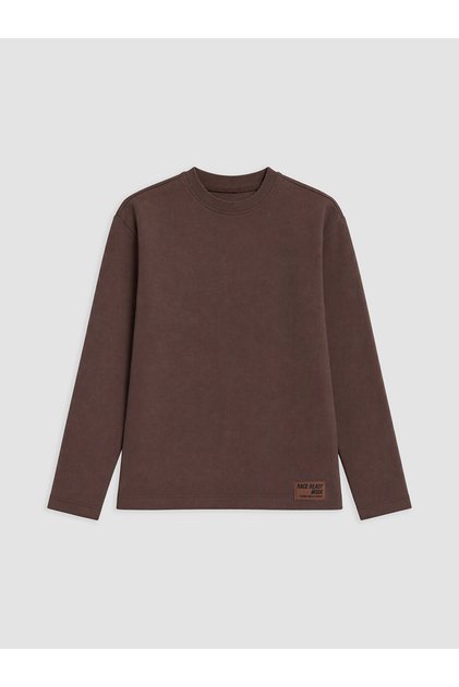 Peak New Season Brown Crew Neck Boys' T-Shirt