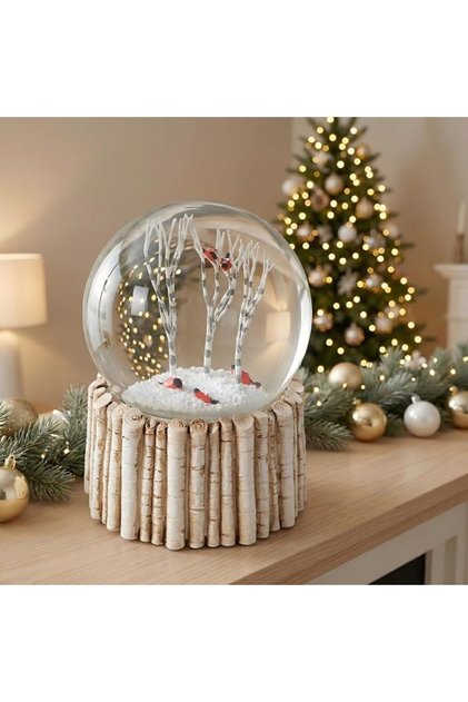 Flamingo Snowglobe Crystal Ball with White Base, White Flakes Glass Snow Globe Flamingo Snow Globe f