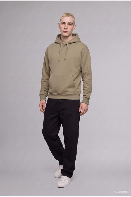 Regular Fit Hooded Soft Fleece Basic Sweatshirt with Kangaroo Pocket X8283Az26Au