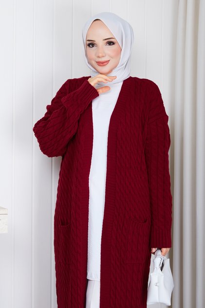 Women's Casual Knitwear Cardigan with Braided Pockets