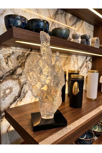 Transparent Rock Decorative Ornament with Black Base