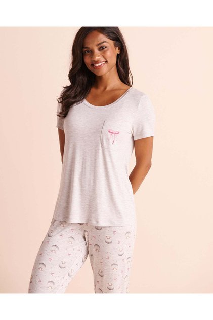 Bow Print Soft Jersey Short Sleeve T-shirt