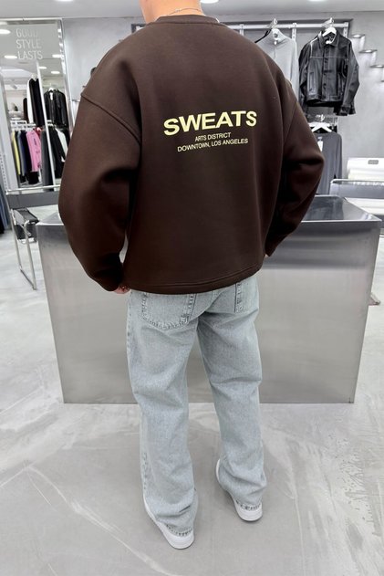 Brown Sweats Printed Boxy Fit Sweatshirt