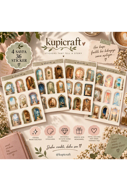 4 Sayfa Secret Rooms Sticker Set- Gizli Odalar Temalı Etiket Seti Ajanda Scrapbook Journal