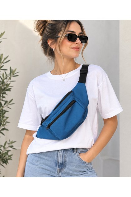 Unisex Blue Side Cross Chest and Waist Bag