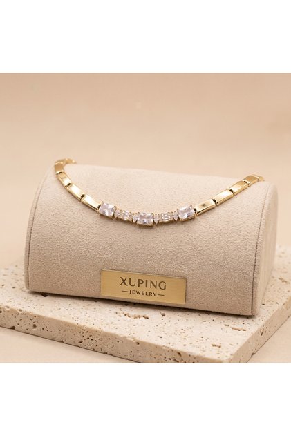 Vıp Seri 316L Çelik Gold Renk Baget Zirkon Taş Merkezli Klasik Bileklik 19 cm