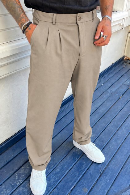 Casual Transitional Pleated Classic Baggy Trousers Pl1