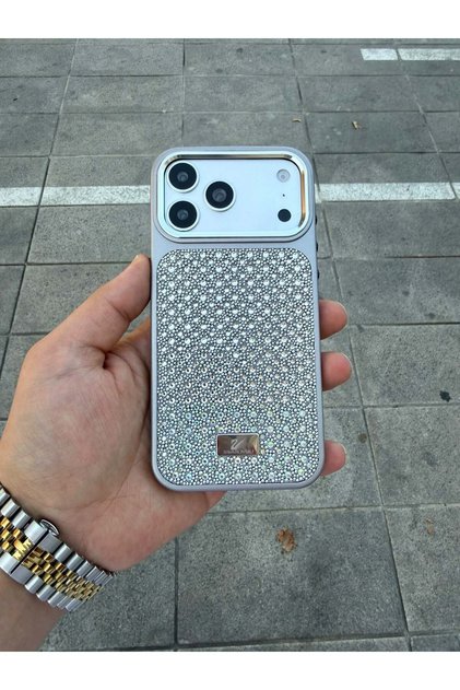 Apple iPhone 17 Pro Max Compatible White Swr Diamond Stone Luxury Case