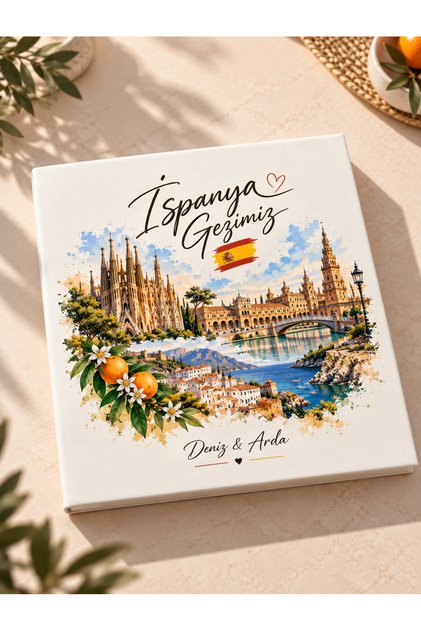Kişiye Özel Ülkeler Gezi Günlüğü ve Anı Defteri – 21x21 cm Kare, Beyaz Sert Kapak, 100 Sayfa, 100 Gr Kaliteli Kağıt