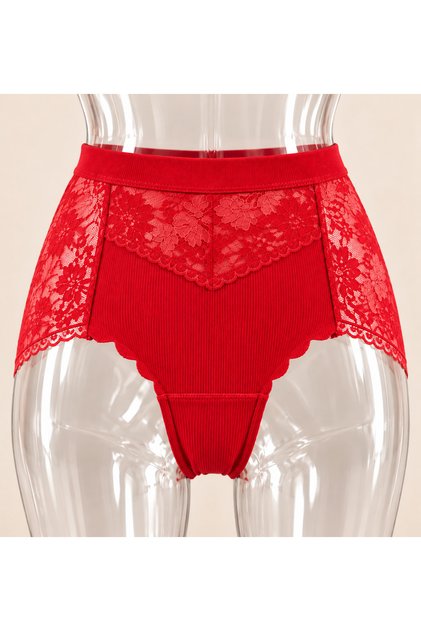 Women's High Waist Soft Textured Lace Detail Standard Fit Comfortable Panties