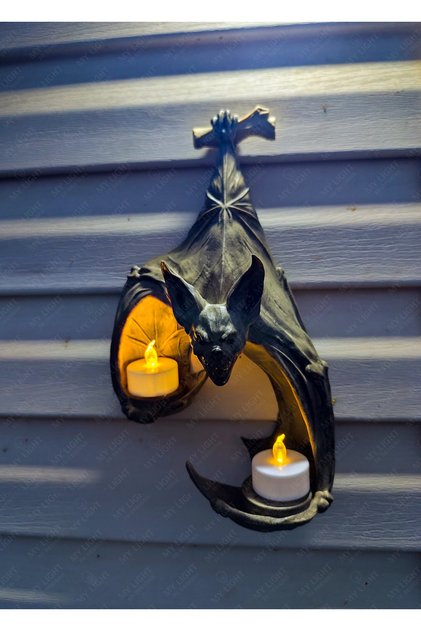 Yarasa Figürlü İkili Mumluk & Duvar Apliği - Cadılar Bayramı Halloween Gotik Dekor 🦇🕯️