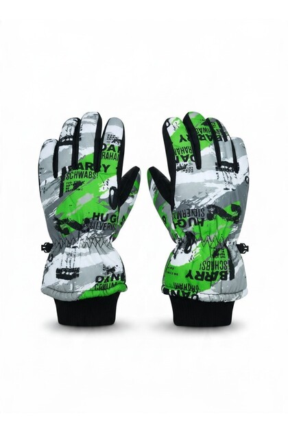 Boys' Ski Gloves Young Waiter Size (9-14 Years) Snow Gloves | Thick Plush Fur Inside | Non-Slip Palm Graphic Gloves