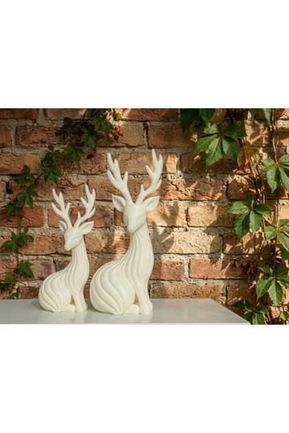 2'li Dekoratif Geyik Biblo Seti Modern Salon Ve Masa Üstü Obje Seti - Modern Tasarım 2'li Geyik Figürü Dekoratif Salon Ve TV Ünitesi Aksesuarı
