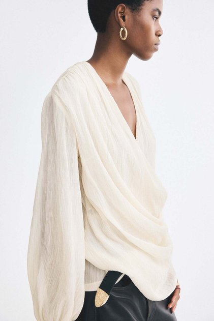 Crinkled wrap blouse