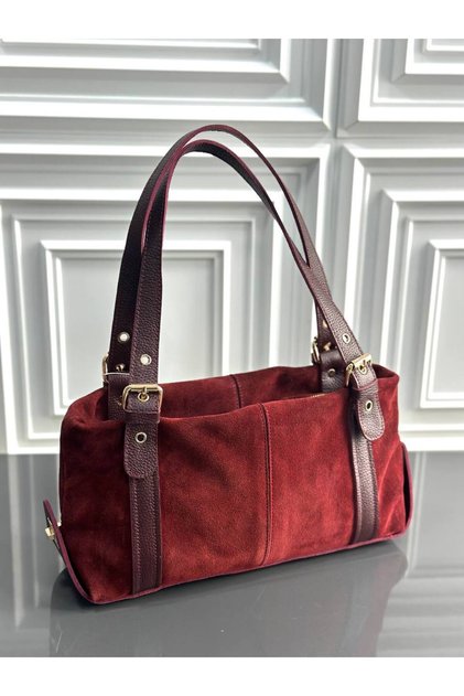 Genuine suede leather women's shoulder bag