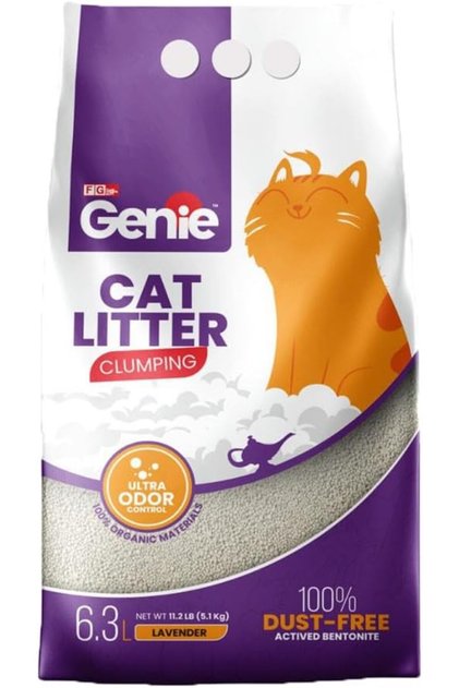 Flushable Cat Litter with Scoop | 99.9% Dust Free Bentonite Eco Friendly | Fast Clumping | Low Tracking | Hypoallergenic | 6.3 L Soap (Lavender)