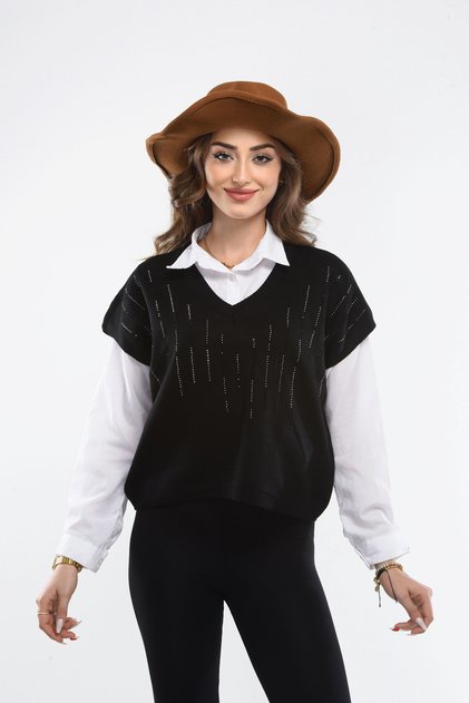 Women's Stylish Stone Detailed Sweater