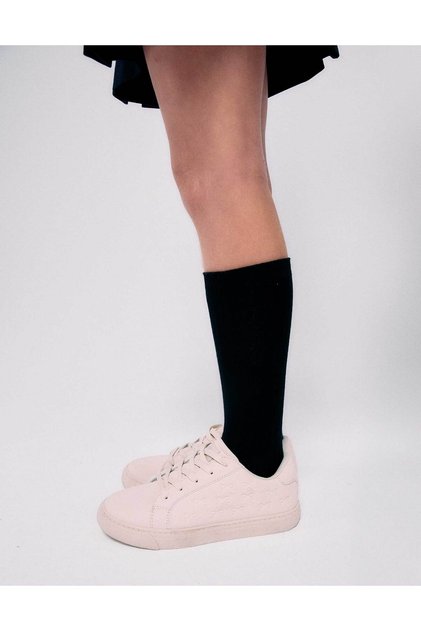 Trainers With Embossed Bows And Elastic Laces For Girls, Beige