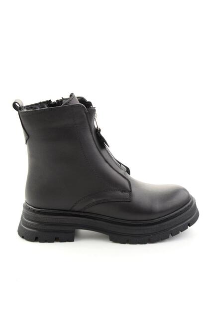 Siyah Hakiki Deri Kadın Bot & Bootie K02462089903
