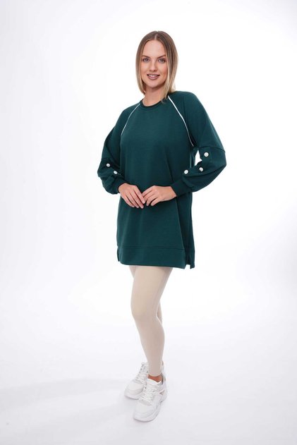 Women's Buttoned Emerald Green Tunic