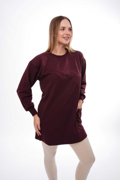 Women's Stoned Burgundy Tunic