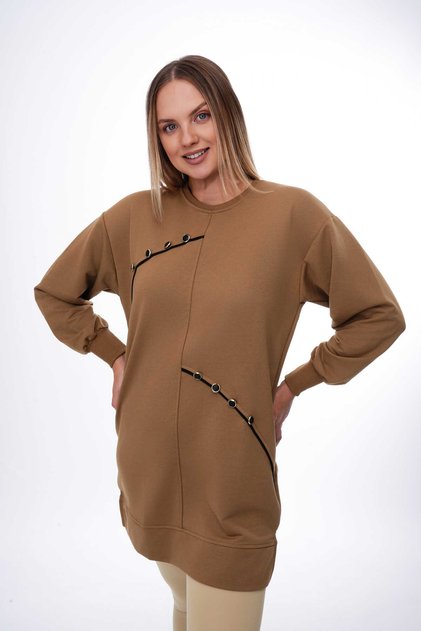 Women's Buttoned Brown Tunic