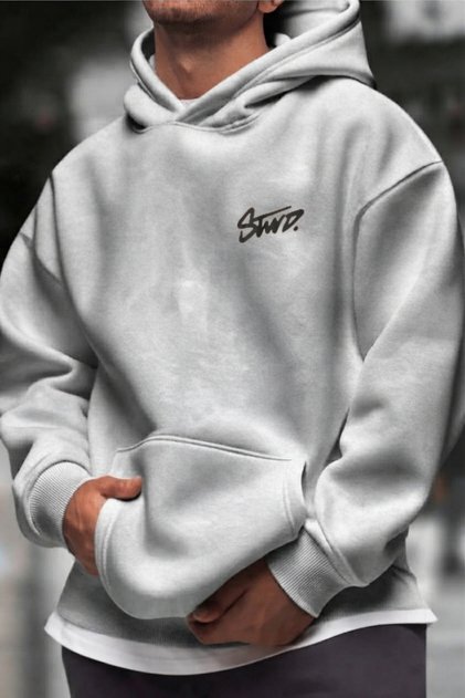 Unisex Gray Three Thread Custom Mini Signature Sweatshirt Cotton Hoodie