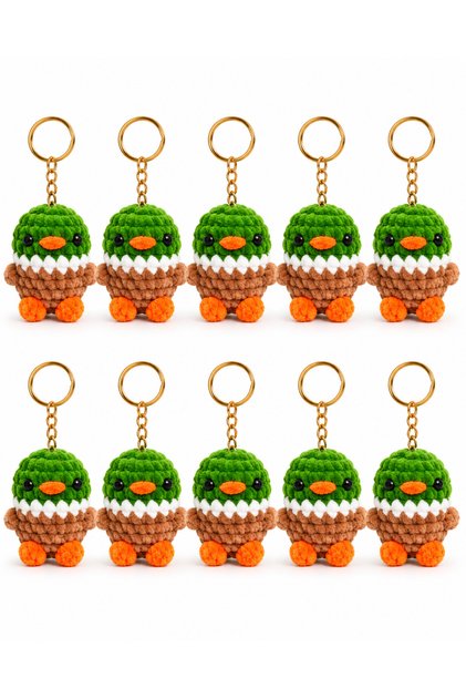10 Pcs Duck Keychain Handmade Amigurumi Knitted Plush Bag Ornament Cute Gift