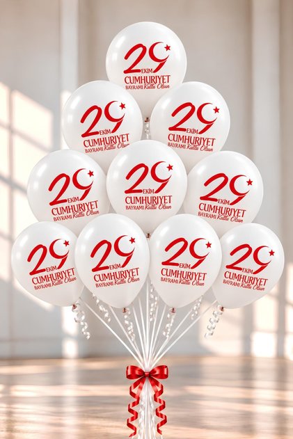 12 Inç 29 Ekim Cumhuriyet Bayramı Baskılı Balon Milli Bayram Süsü 10 Adet