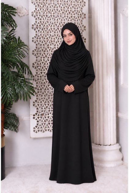 فستان صلاة قطعة واحدة باللون الأسود