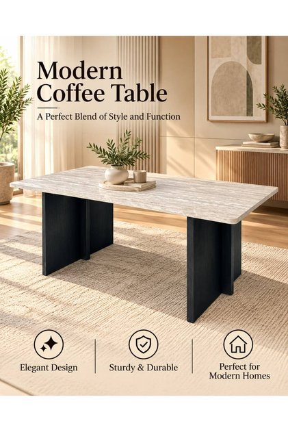 طاولة قهوة عصرية 120×60×45 سم – طاولة مستطيلة معاصرة لغرفة المعيشة