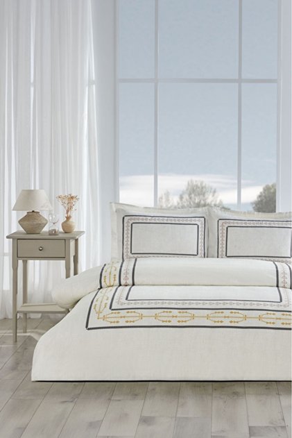 Duvet Cover Set Fitted Car Ranforce Single Beige Nayel