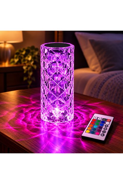 Lampă Ambientală LED Cristal Acrilic, Control Tactil și Telecomandă, 22x9 cm, 16 Moduri