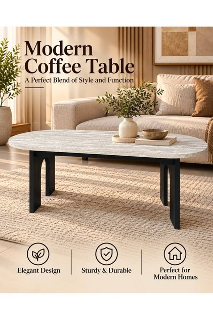 Modern Oval Coffee Table 120x60x45 cm – Contemporary Living Room Table with Arched Decorative Legs