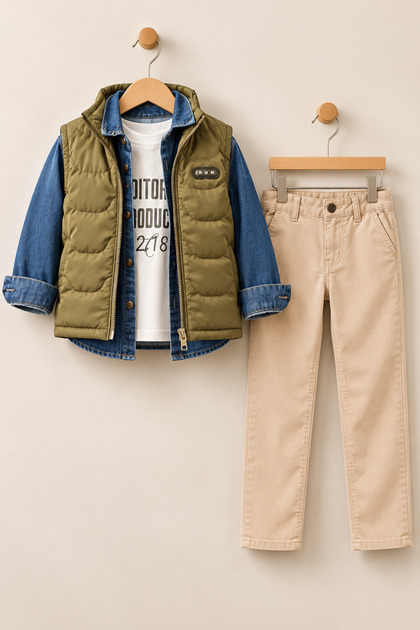 Boy's Style Inflatable Vest 4-Piece Winter Set