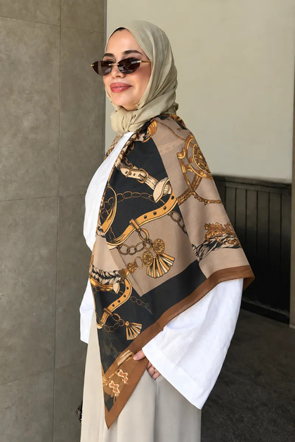 شال كتف بنمط السلسلة - ذهبي