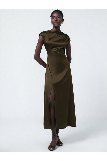 Rochie maxi, kaki
