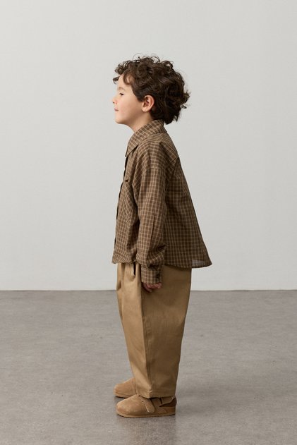 Plaid Oversize Shirt Brown